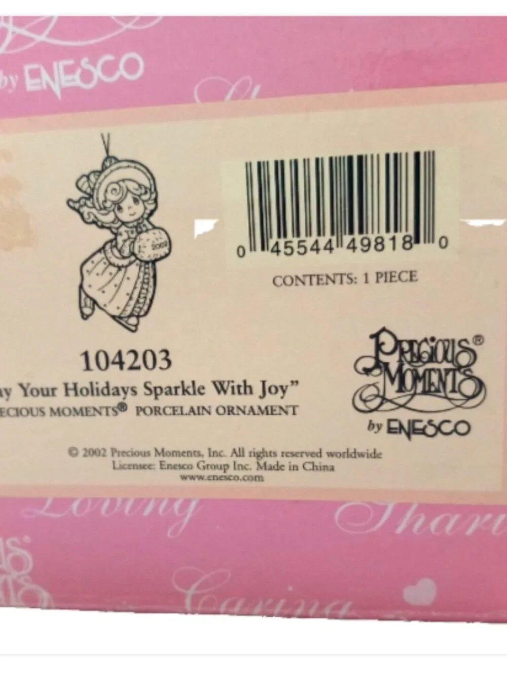 Vtg Precious Moments Ornament 2002 May Your Holidays Sparkle With Joy 104203 IOB